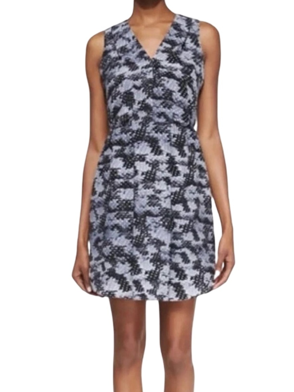 Rebecca Taylor Summer Storm Silk Gray Snake Printed Keyhole Back Cutout Dress